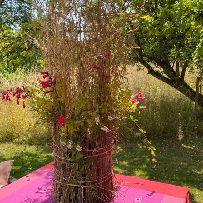 Floral arrangement and dining ambience in Normandy