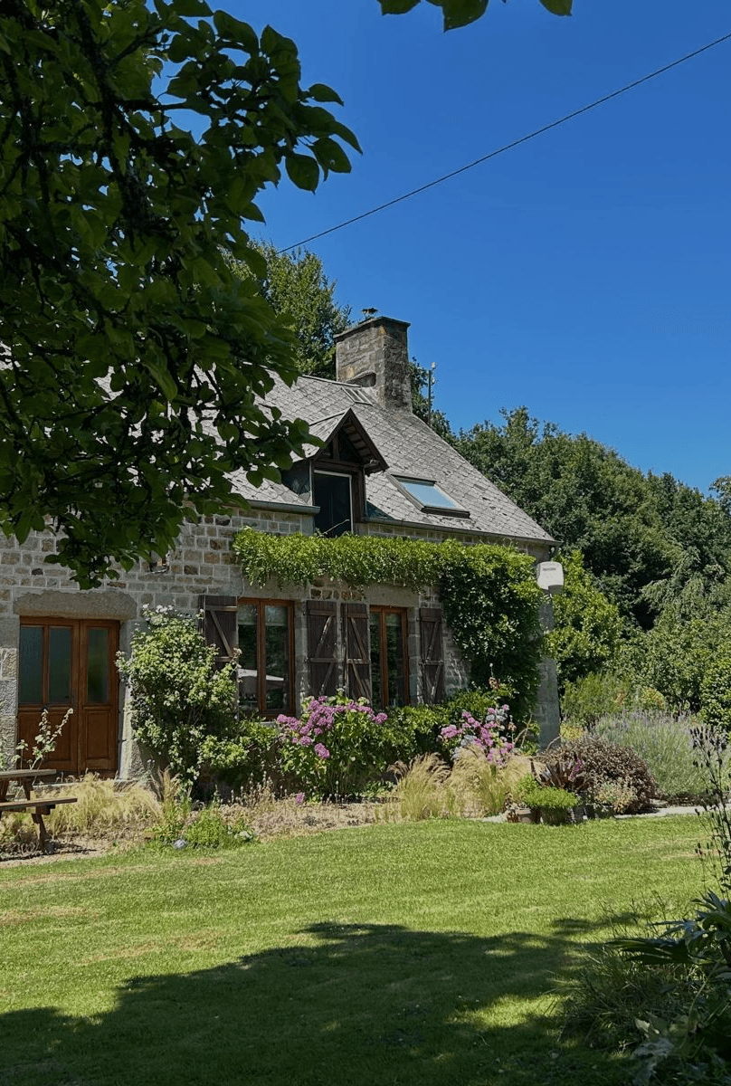 Normandy stone cottage and garden in Sourdeval