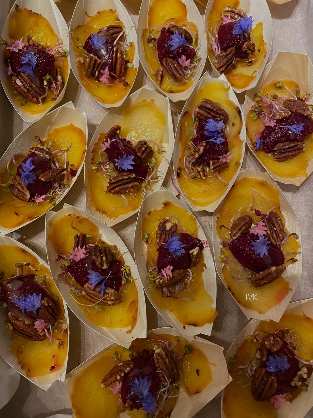 Glazed pumpkin boat appetizers with pecans